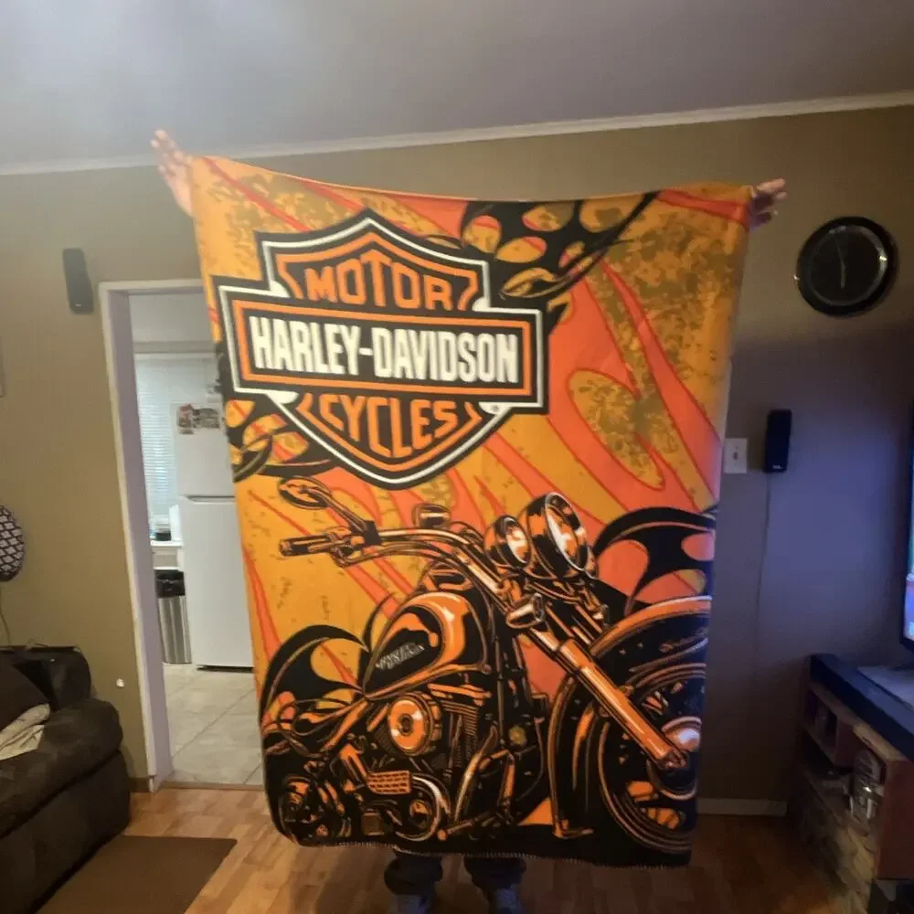Harley-Davidson Motorcycles Graphic Print Multicolor Throw Blanket, 1pc 47 x 65